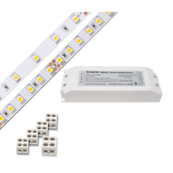 200 LED Tape Light 24V 3500K, 16.4 ft. & Dimmable Driver, Diode Led, Mfr#: DI-KIT-24V-BC2OM30-3500